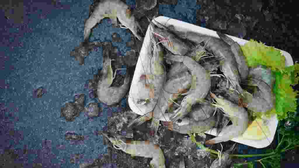 Raw,Shrimps,On,Plate,Plastic,Tray,,Fresh,Shrimp,Prawns,For