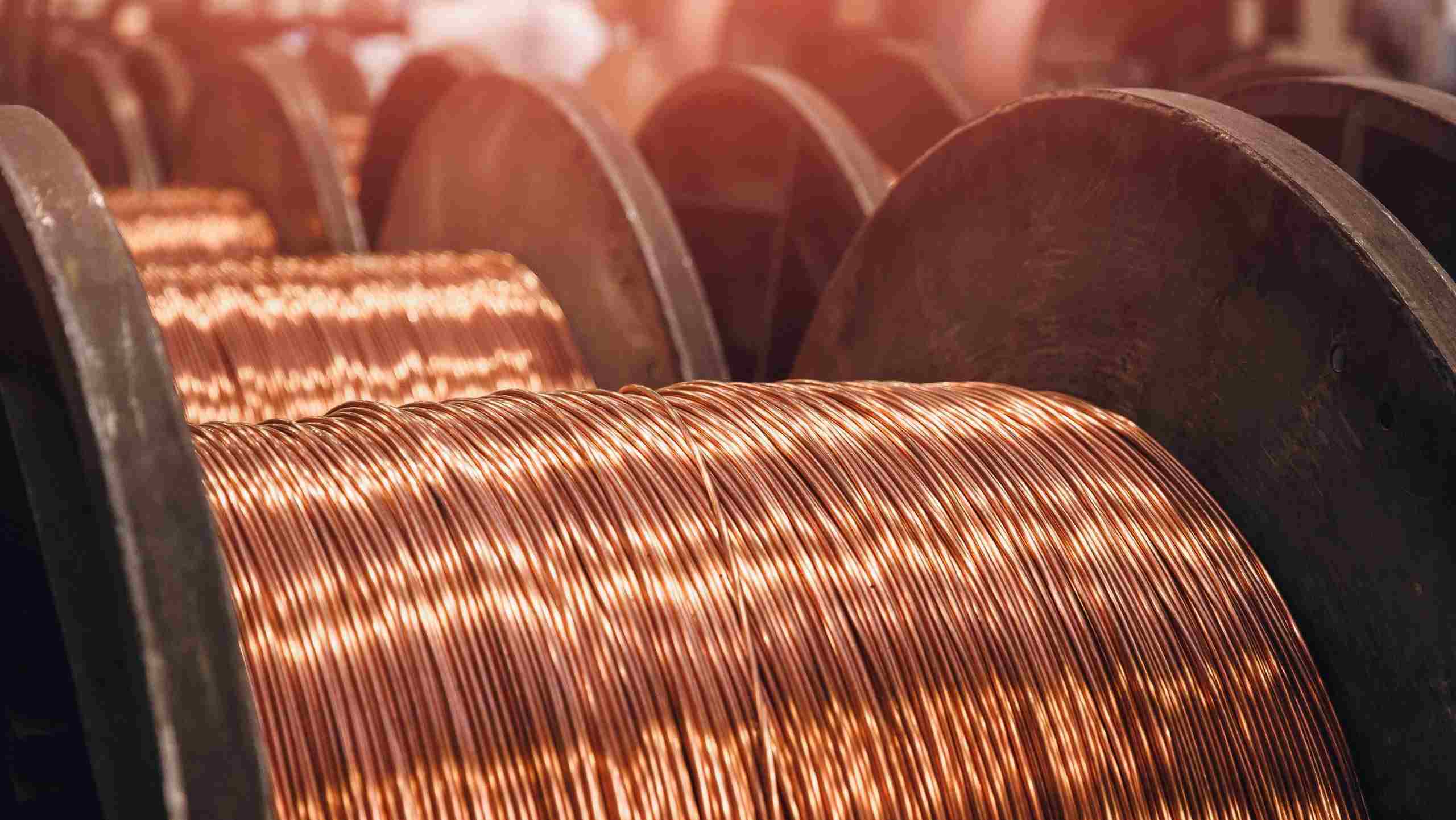 Production,Of,Copper,Wire,,Bronze,Cable,In,Reels,At,Factory.