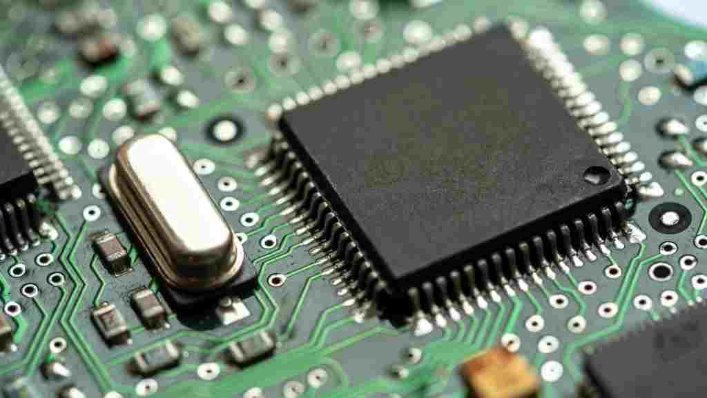 Small,Microprocessor,,Microcontroller,Chip,On,A,Generic,Modern,Desktop,Pc