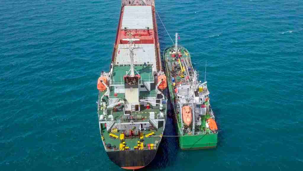 Refuelling,At,Sea,,Aerial,Image,Of,A,Small,Oil,Products